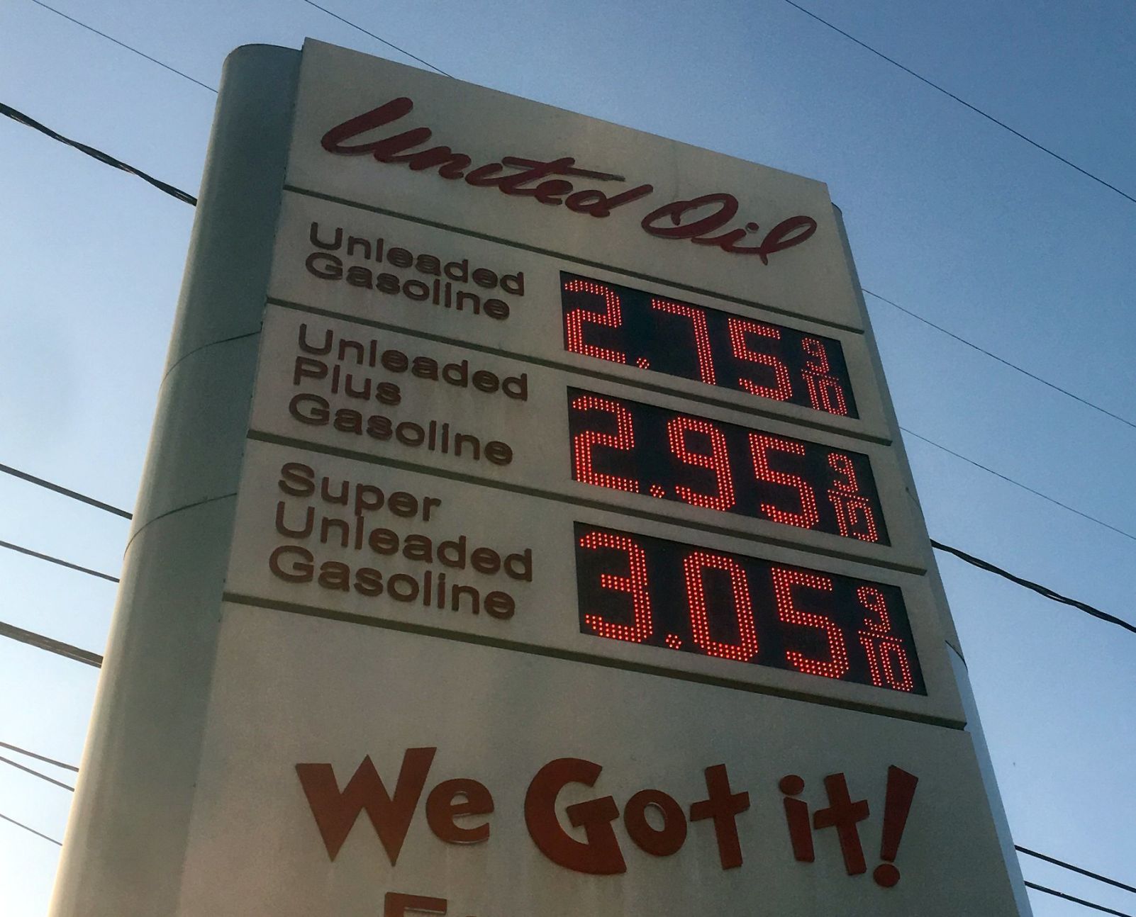 Gas prices sign in Echo Park